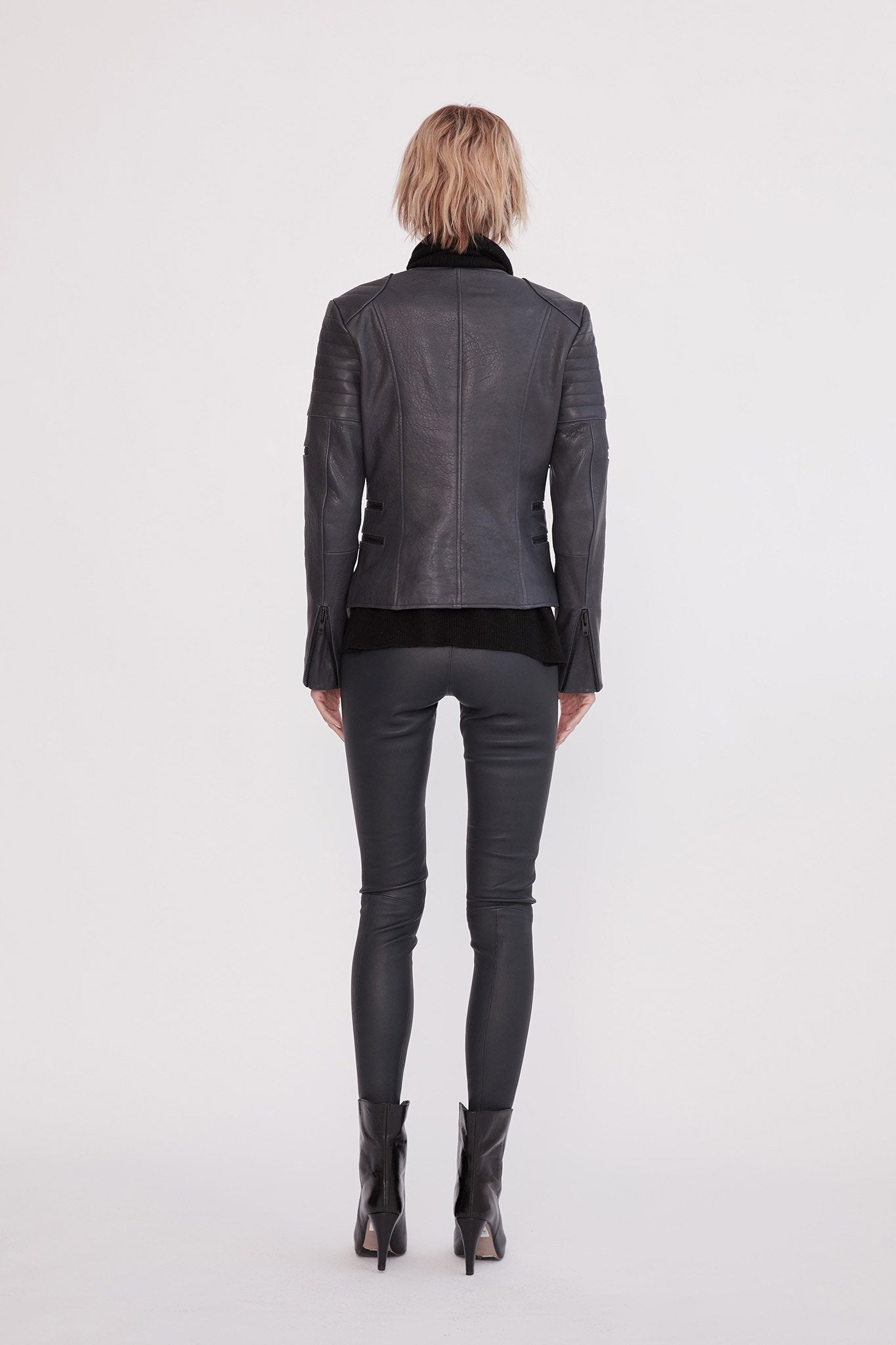 Greenwich Street Motor Jacket in Bubble Ink Leather