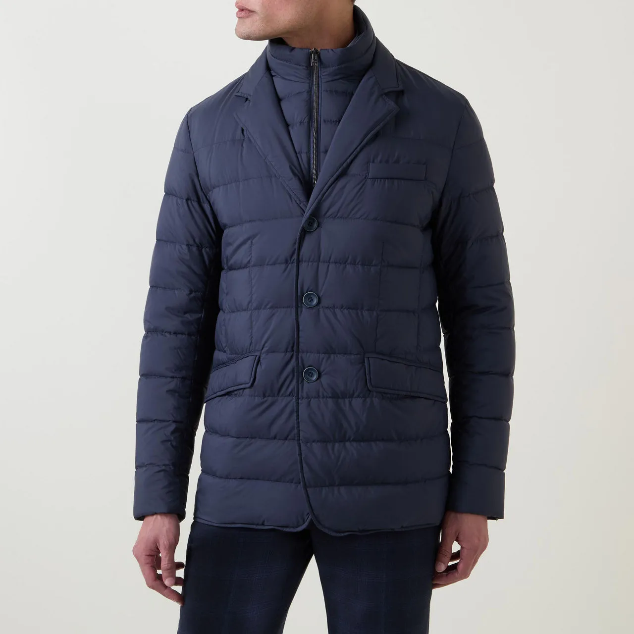 HERNO Quilted Single-Breasted Jacket - Dark Blue