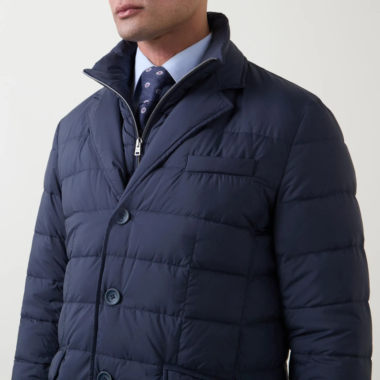 HERNO Quilted Single-Breasted Jacket - Dark Blue