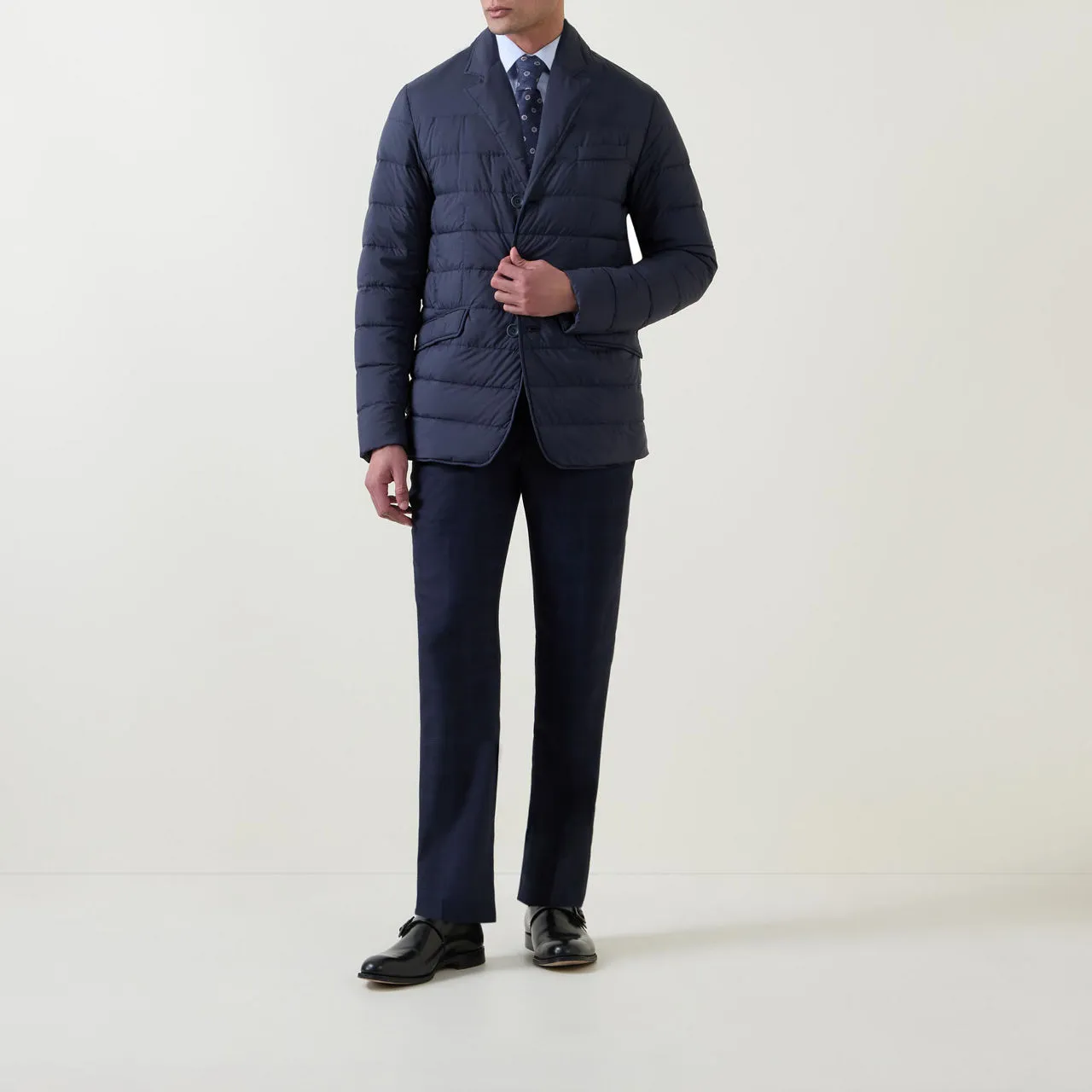 HERNO Quilted Single-Breasted Jacket - Dark Blue