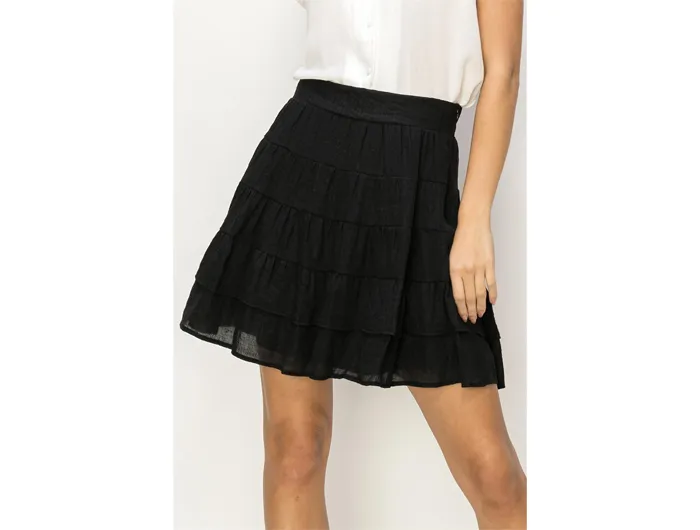 Hyfve Women's High-Waisted Tiered Mini Skirt