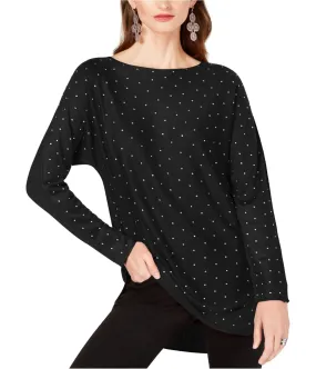 I-N-C Womens Embellished Shirttail Knit Sweater