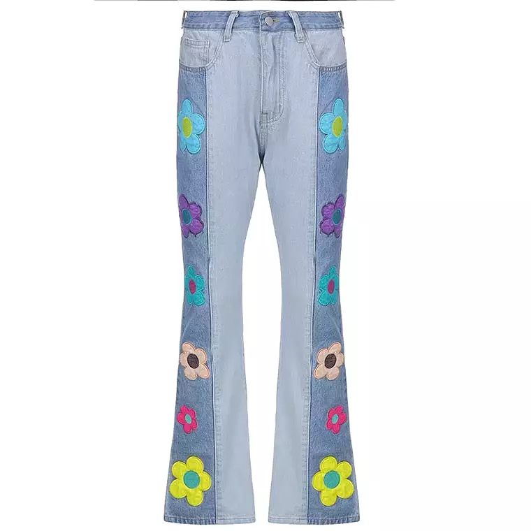 INS CUTE FLOWER EMBROIDERY JEANS BY70196