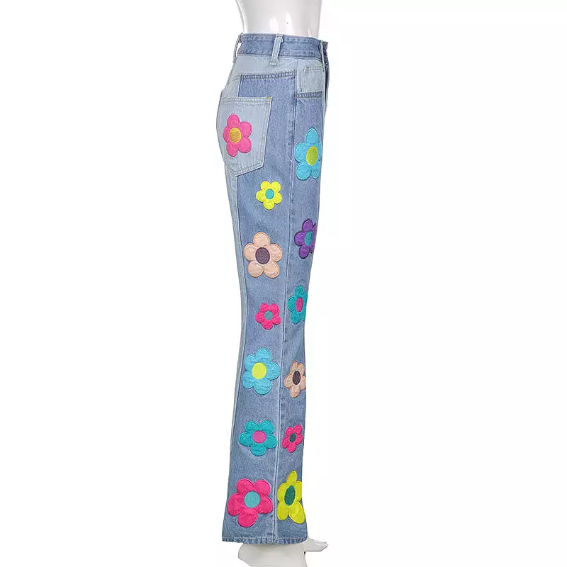 INS CUTE FLOWER EMBROIDERY JEANS BY70196