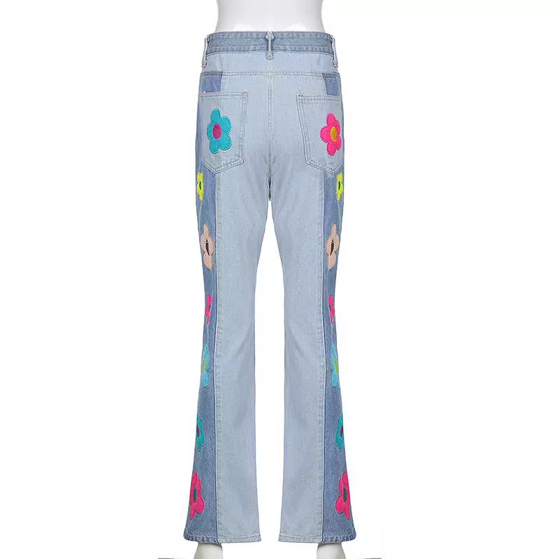 INS CUTE FLOWER EMBROIDERY JEANS BY70196