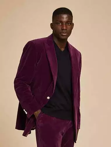 Inserch Single Breasted Peak Lapel Velvet Blazer BL007-166 Deep Violet (FINAL SALE) (SIZE S, l, XL, 5XONLY)