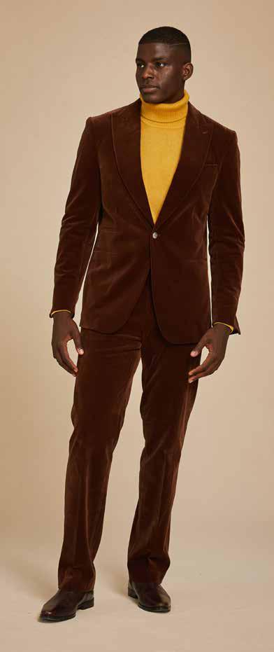 Inserch Single Breasted Peak Lapel Velvet Suit BL007-184 Brown Sugar