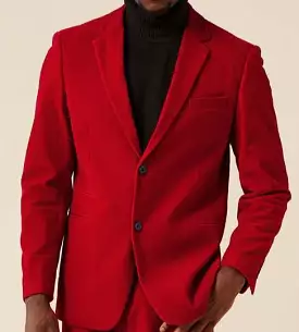 Inserch Single Breasted Velvet Blazer BL521-30 Red (FINAL SALE) (SIZE X, 3XL, 4XL ONLY)