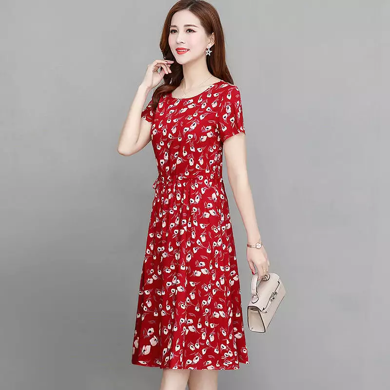 INSTOCK-Spring and summer new large size women's floral dress