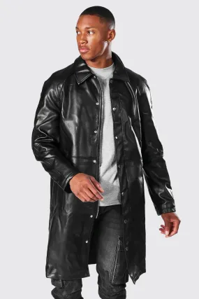 Leather Look Single Breasted Zip Fast Mac | boohooMAN UK