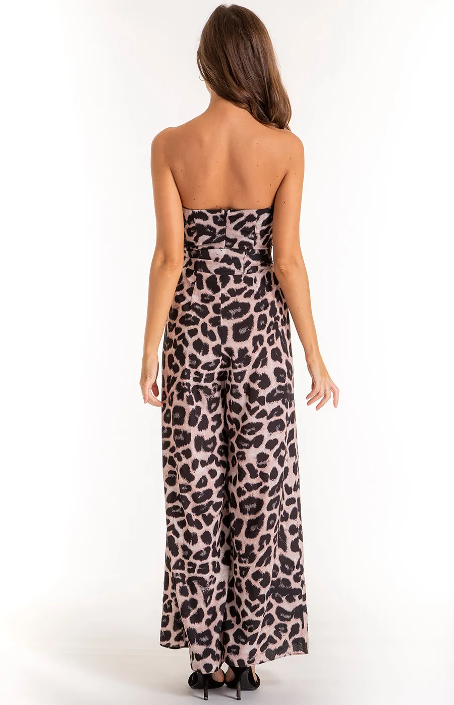 Leopard Print Split Leg Waist Detail Printed Jumpsuit (SSJP7-12A) 