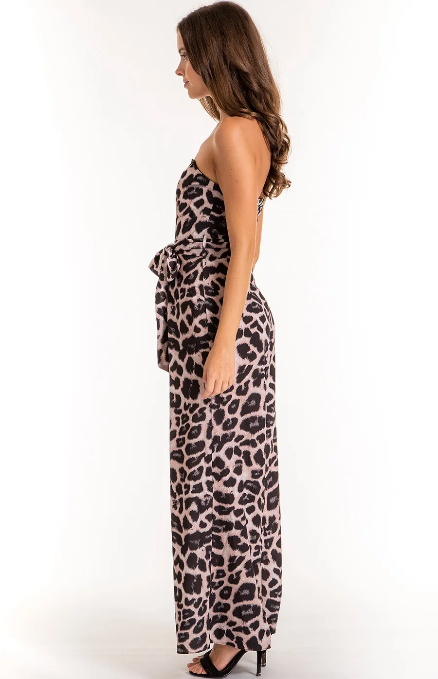 Leopard Print Split Leg Waist Detail Printed Jumpsuit (SSJP7-12A) 