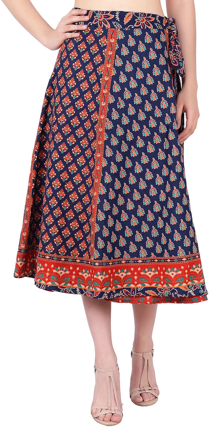 Long India Skirt Women's Cotton Ethnic Indian Clothing (Blue, One Size)