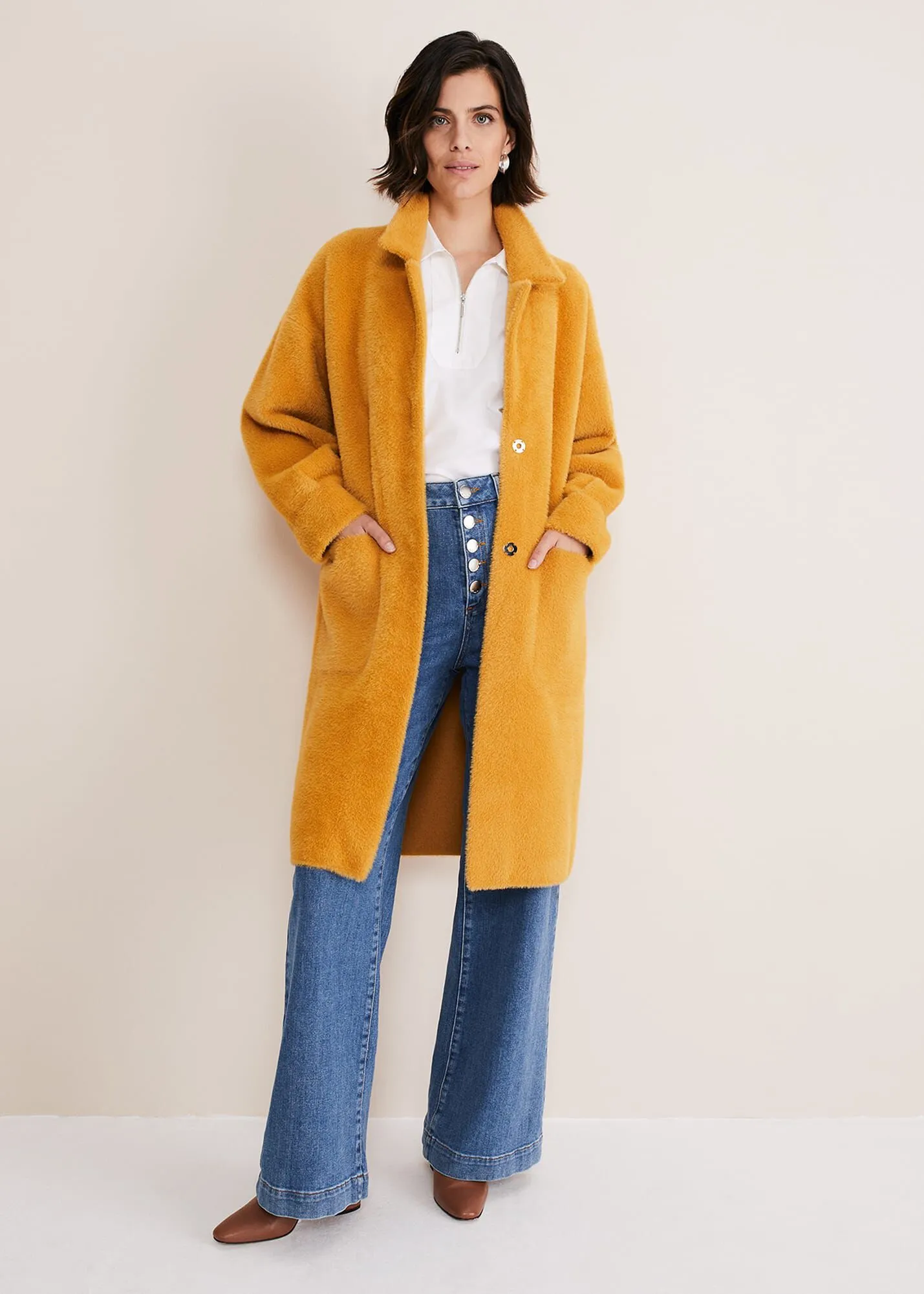 Maddie Balloon Sleeve Fluffy Knit Coat