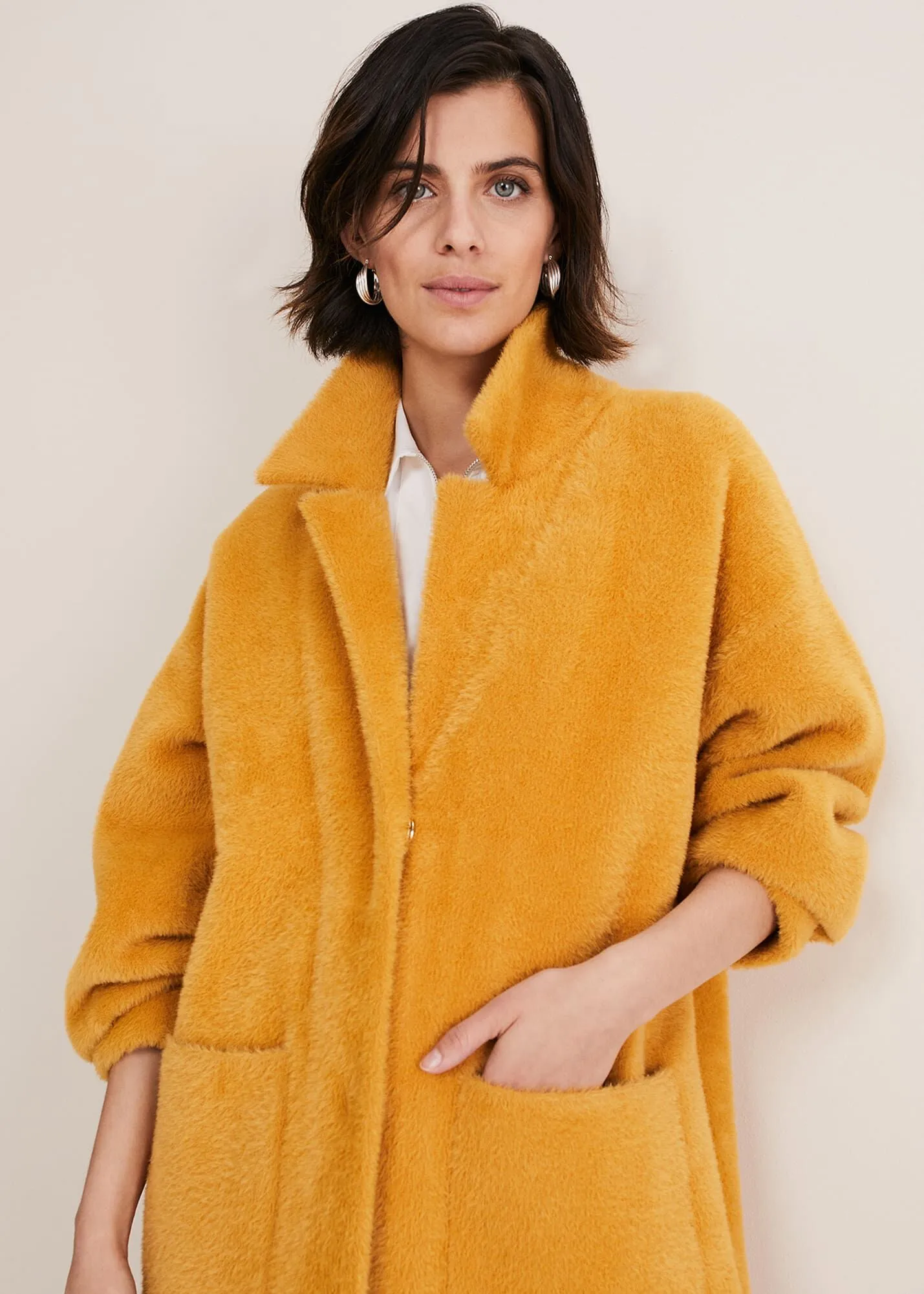 Maddie Balloon Sleeve Fluffy Knit Coat