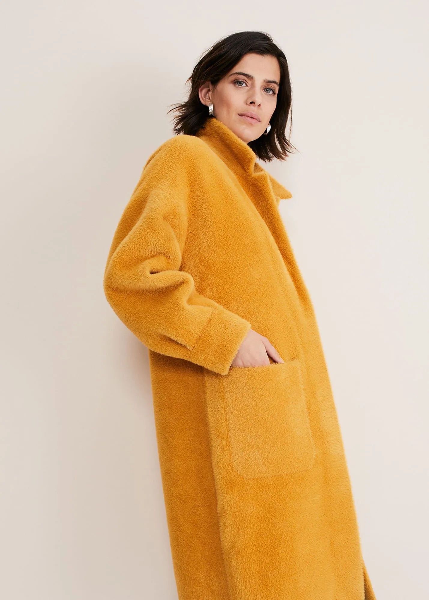 Maddie Balloon Sleeve Fluffy Knit Coat