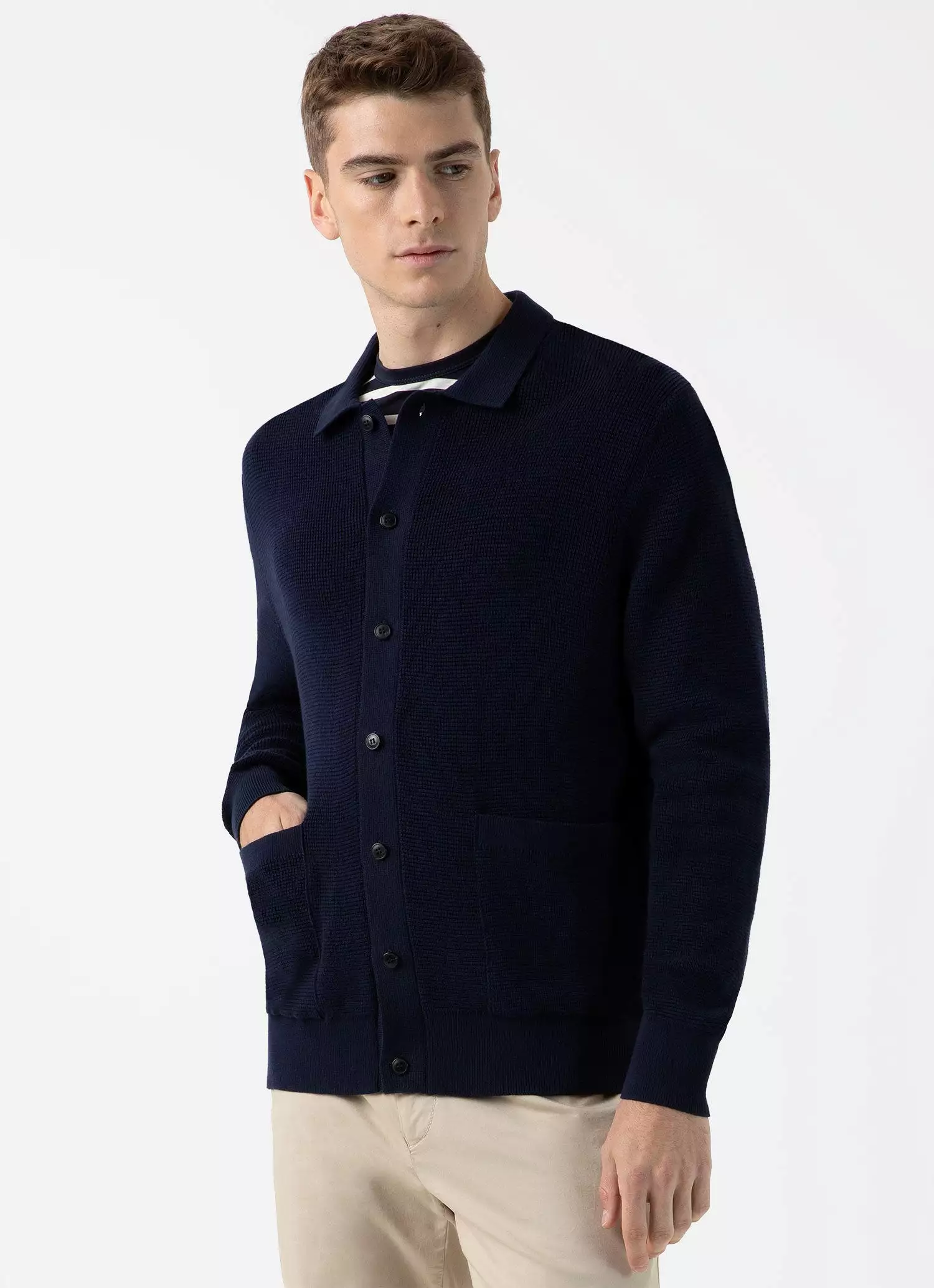 Men's Waffle Stitch Jacket in Navy