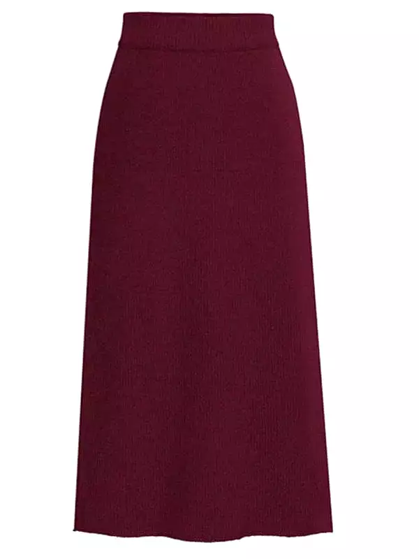 Midi Split Design Knitting Woolen Pencil Skirt