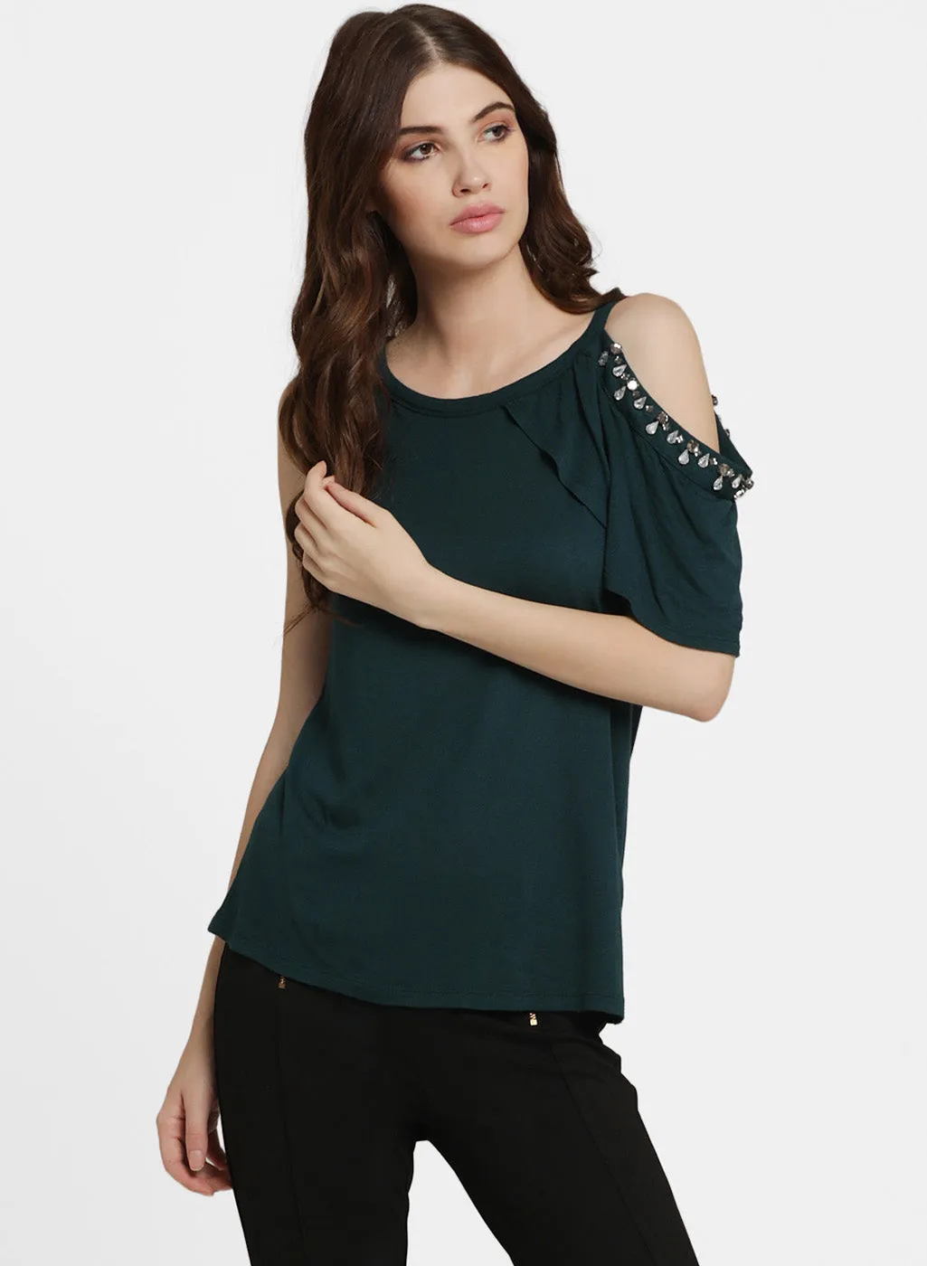 Moselle Embellished Cold Shoulder T Shirt