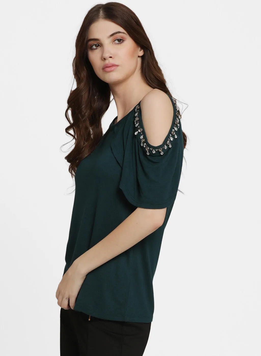 Moselle Embellished Cold Shoulder T Shirt