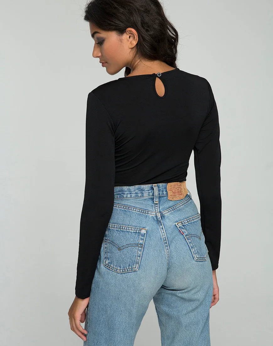 Motel Ramel Tie Bodysuit Black