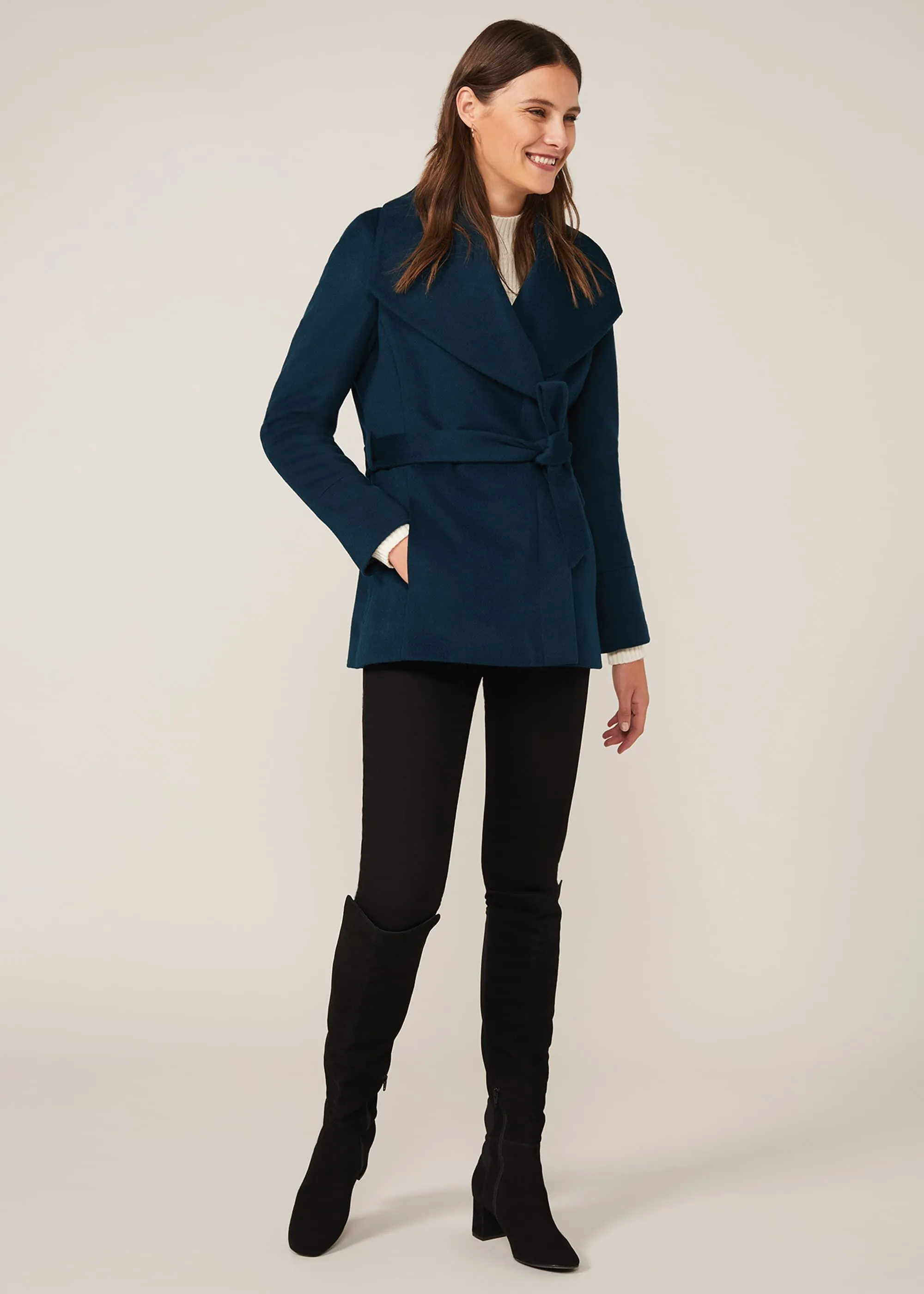 Nicci Short Wrap Wool Coat