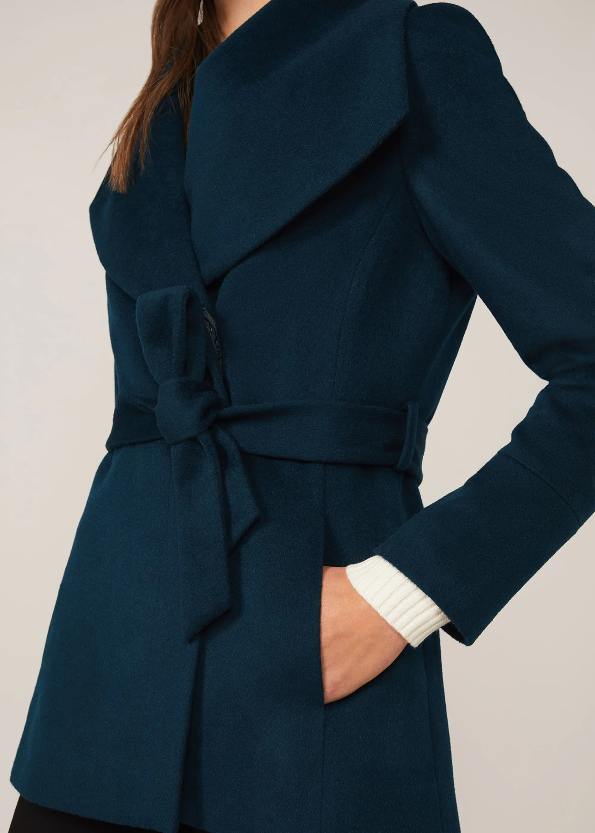 Nicci Short Wrap Wool Coat