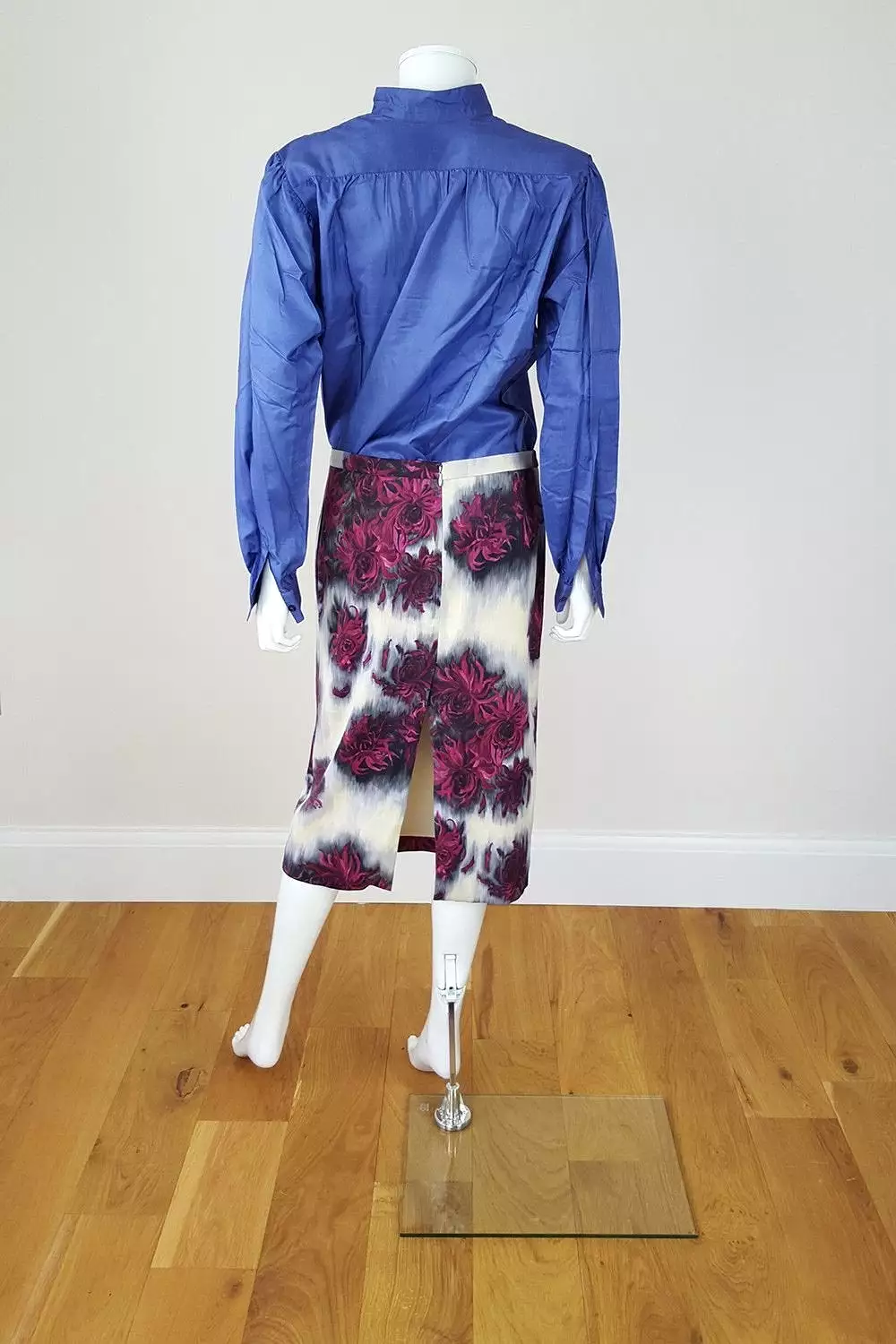 NO. 21 ALESSANDRO DELL'ACQUA Floral Print Satin Pencil Skirt (UK 8)