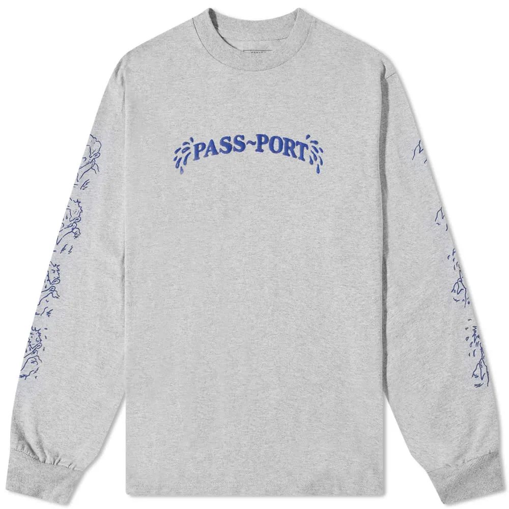 Pass-Port Long Sleeve Sweat Logo T-ShirtGrey Heather