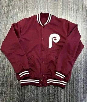 Philadelphia Phillies Maroon Wool Varsity Jacket