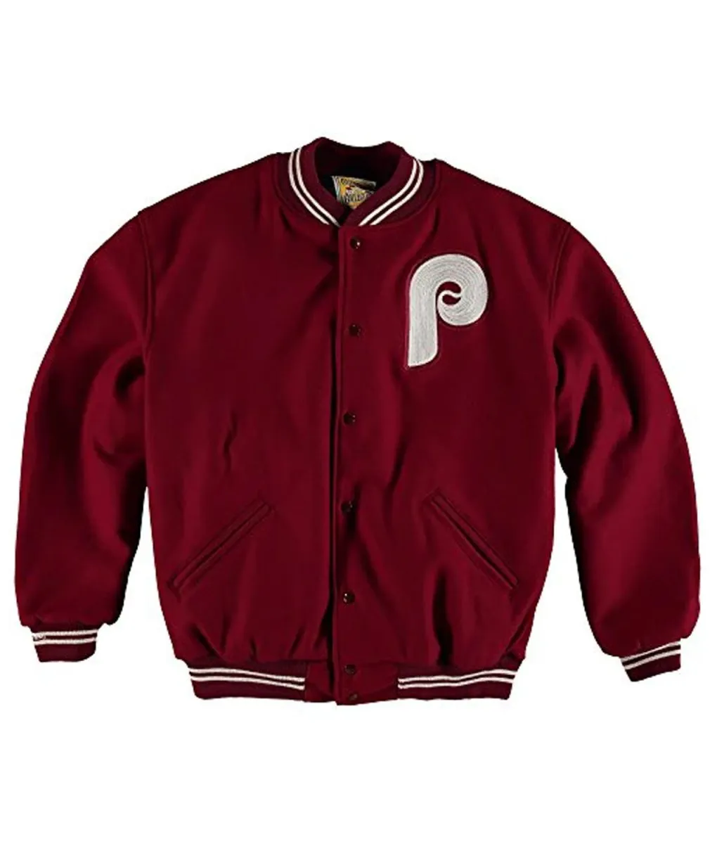 Philadelphia Phillies Maroon Wool Varsity Jacket