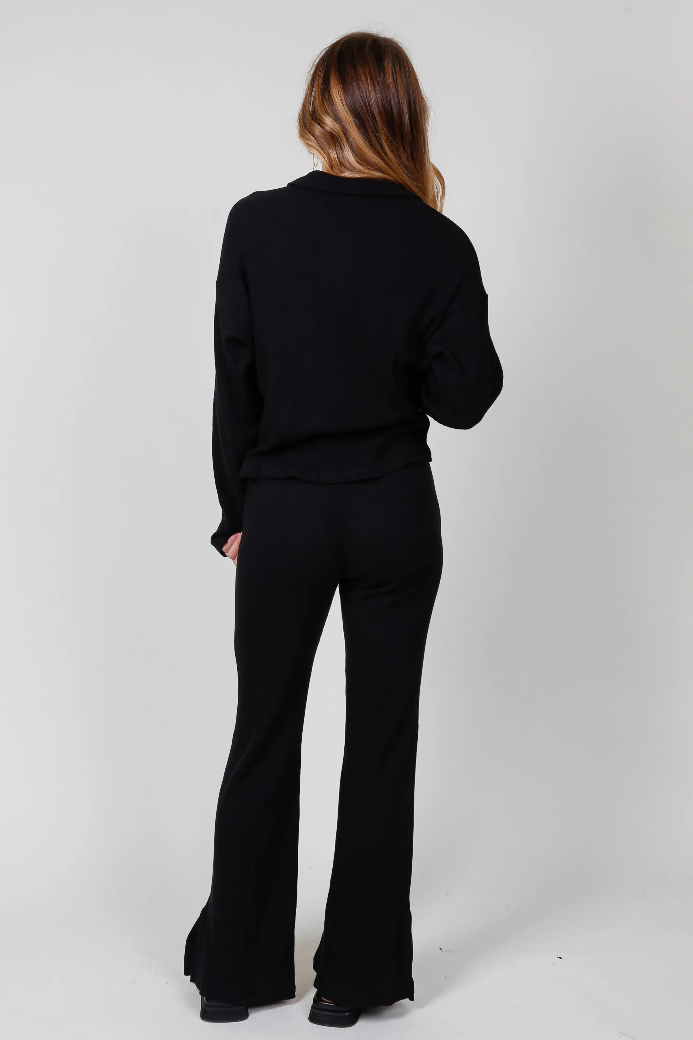 PROJECT SOCIAL T | Sure Shot Side Slit Sweater Rib Pant - Black