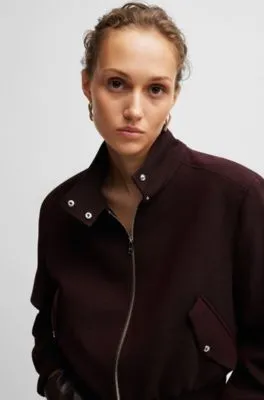 Relaxed-fit zip-up jacket in melange twill