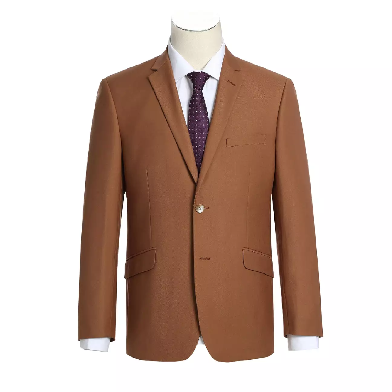 RENOIR 2-Piece Slim Fit Single Breasted Notch Lapel Brown Suit 201-106