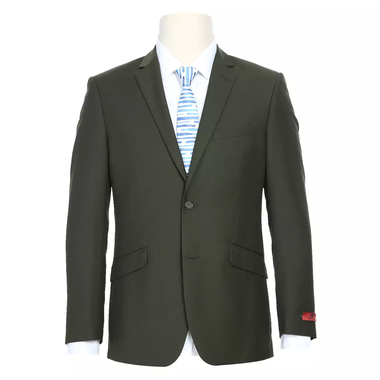 RENOIR 2-Piece Slim Fit Single Breasted Notch Lapel Olive Suit 201-10