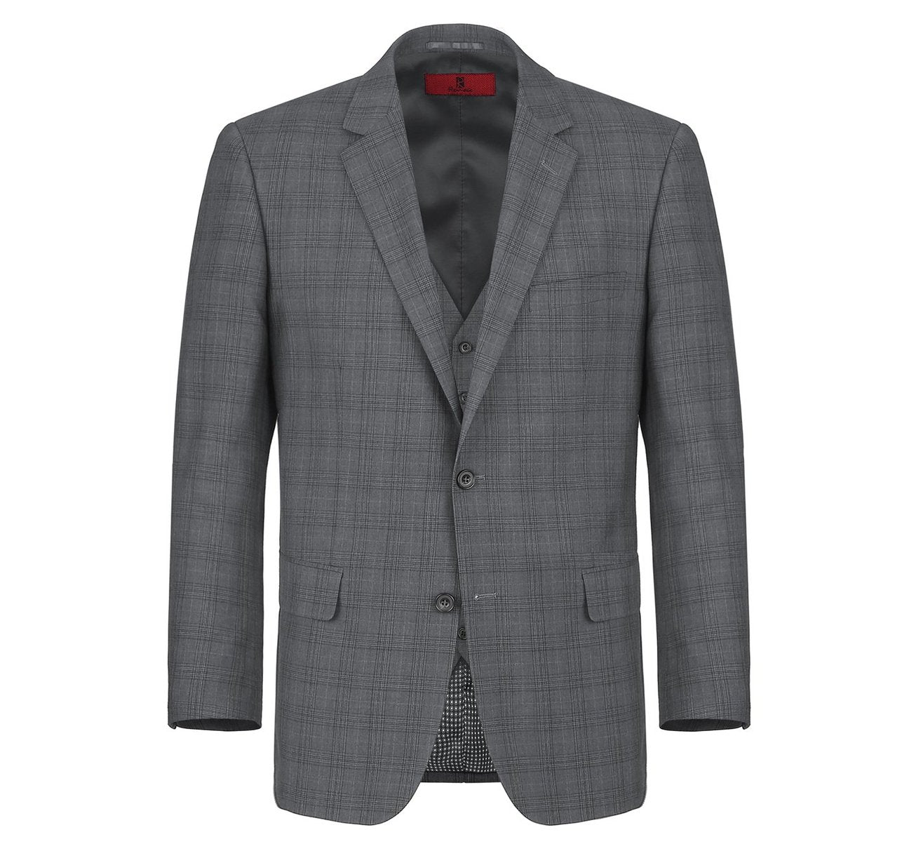 RENOIR 3-Piece Classic Fit Single Breasted Windowpane Suit 278-1