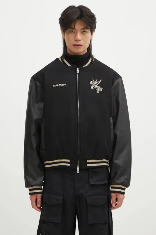 Represent wool blend bomber jacket Mascot Wool Varsity Jacket black color MLM1127.001