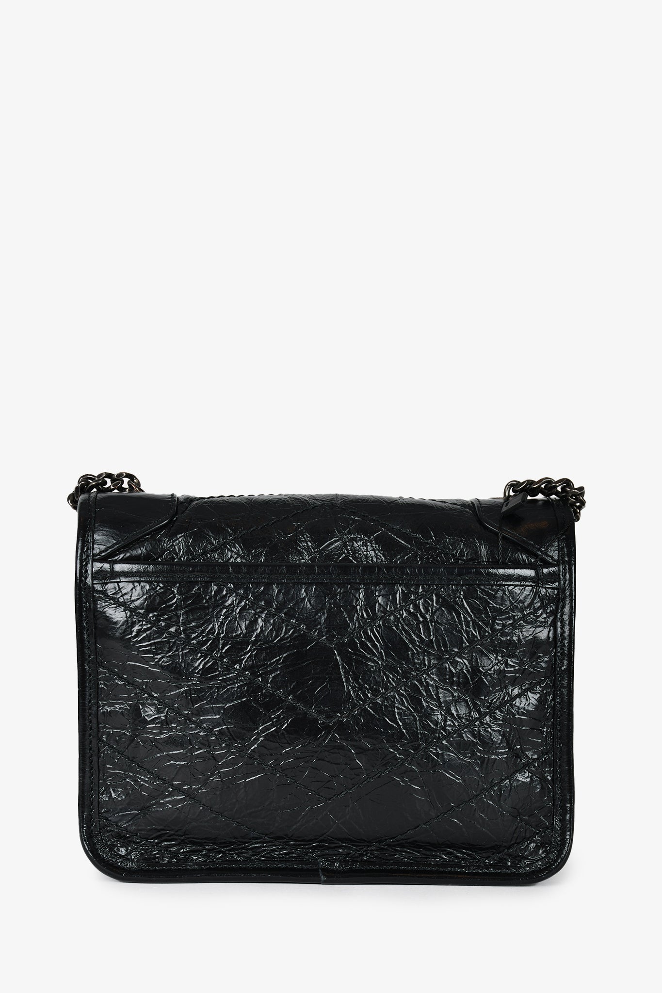 Saint Laurent Black Vintage Leather 'Niki' Wallet on Chain