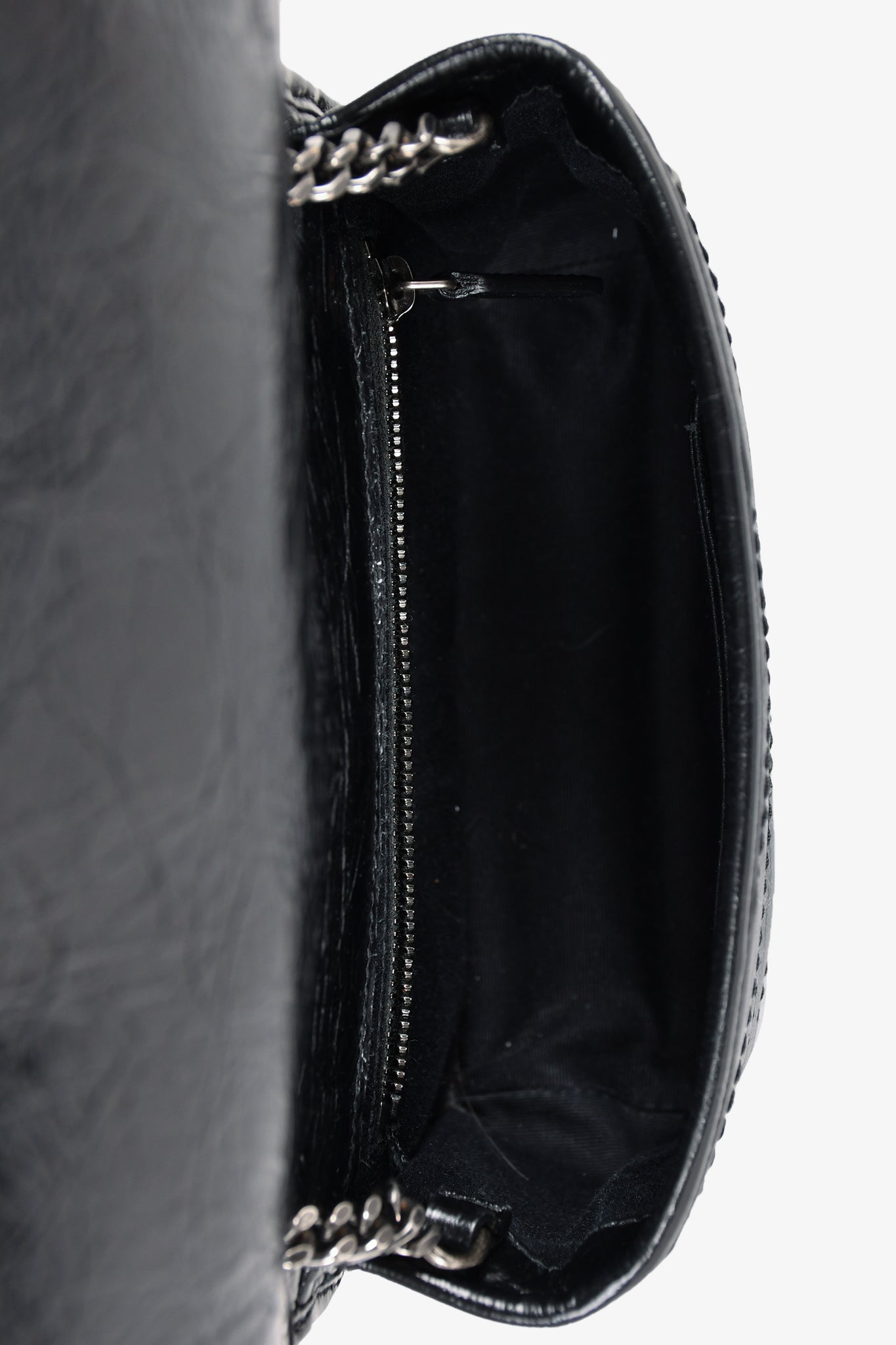 Saint Laurent Black Vintage Leather 'Niki' Wallet on Chain