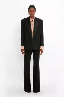 Satin Lapel Tuxedo Jacket in Black