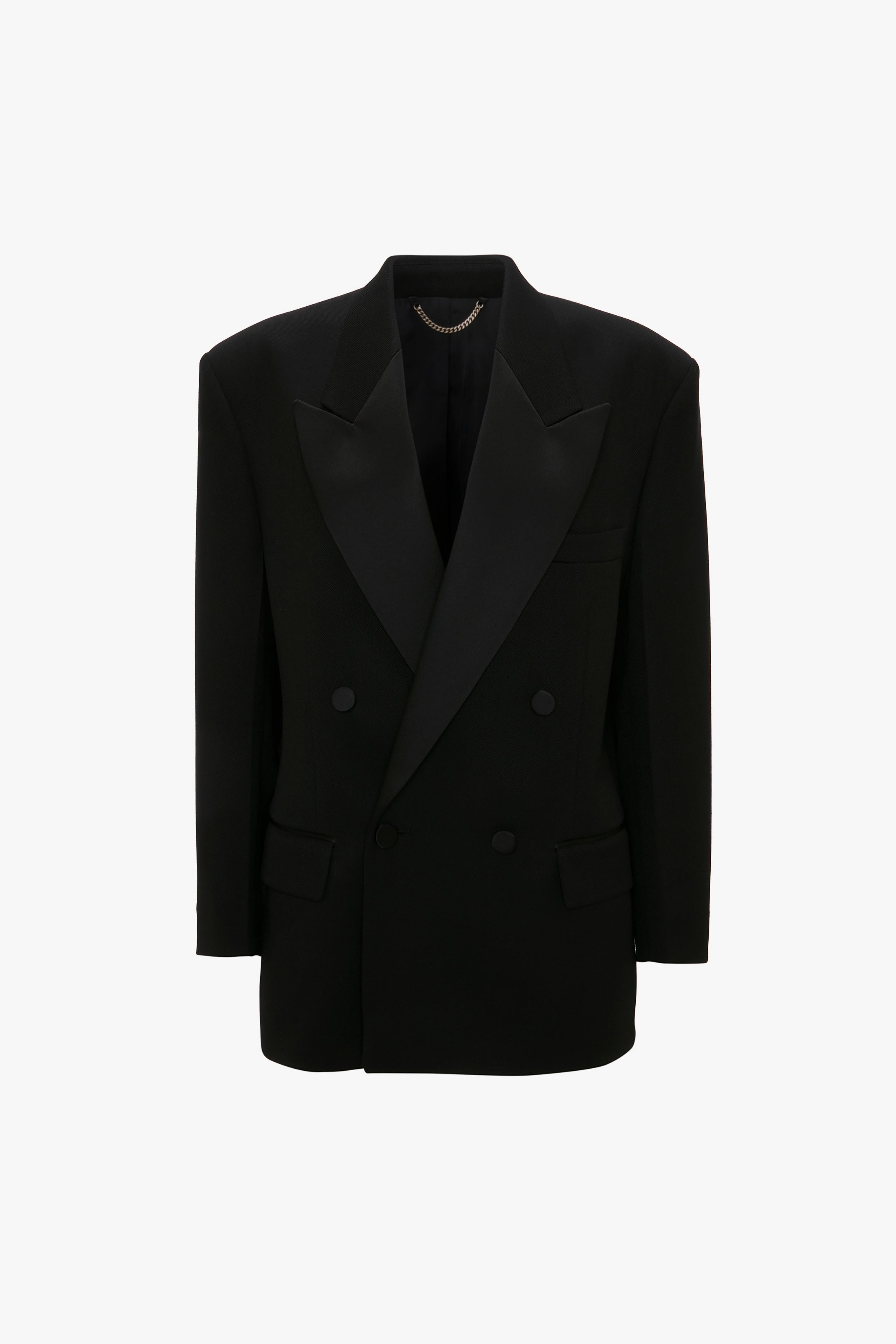 Satin Lapel Tuxedo Jacket in Black