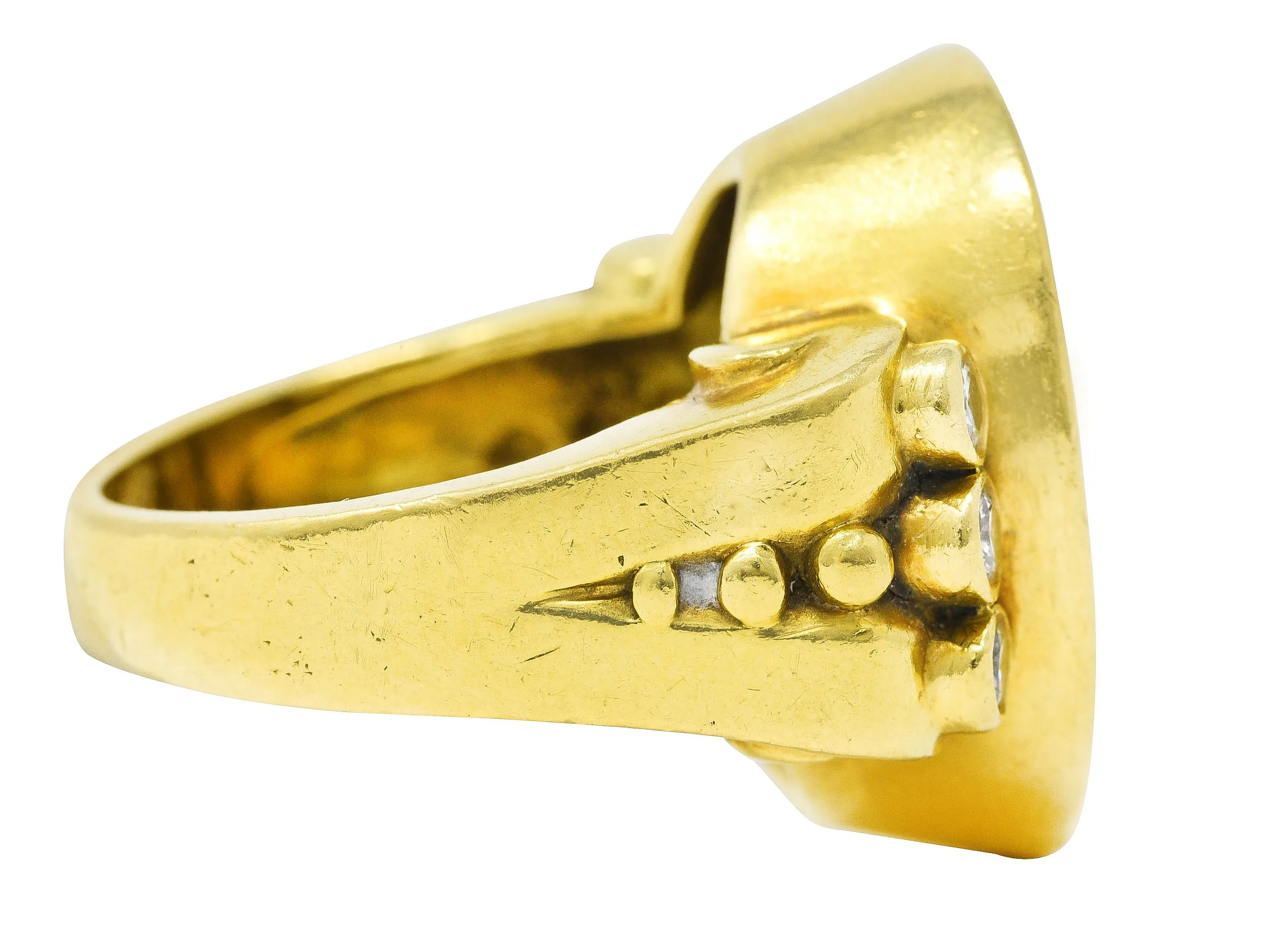 SeidenGang Neoclassical Diamond 18 Karat Yellow Gold Greek Muse Signet Ring