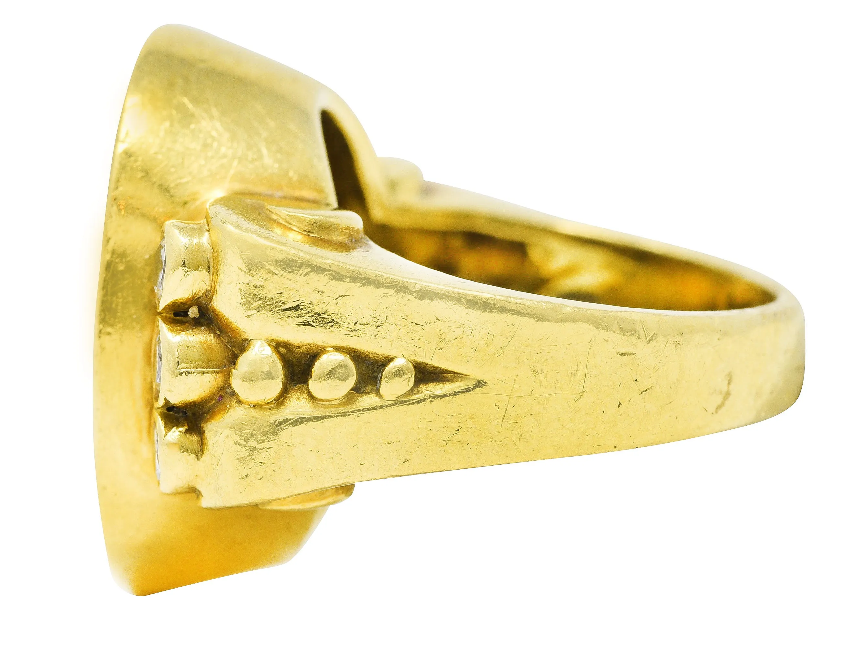 SeidenGang Neoclassical Diamond 18 Karat Yellow Gold Greek Muse Signet Ring