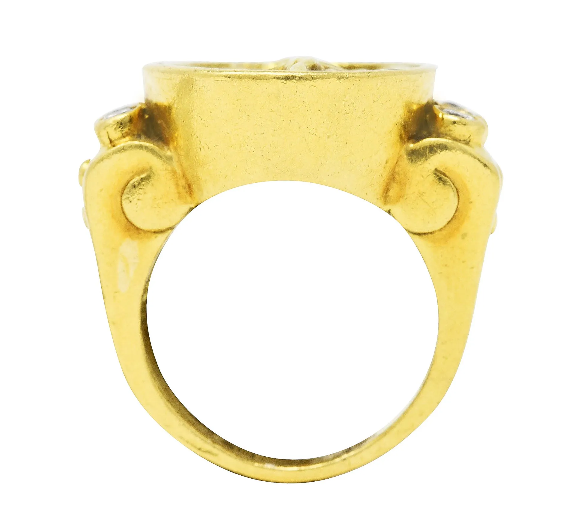 SeidenGang Neoclassical Diamond 18 Karat Yellow Gold Greek Muse Signet Ring