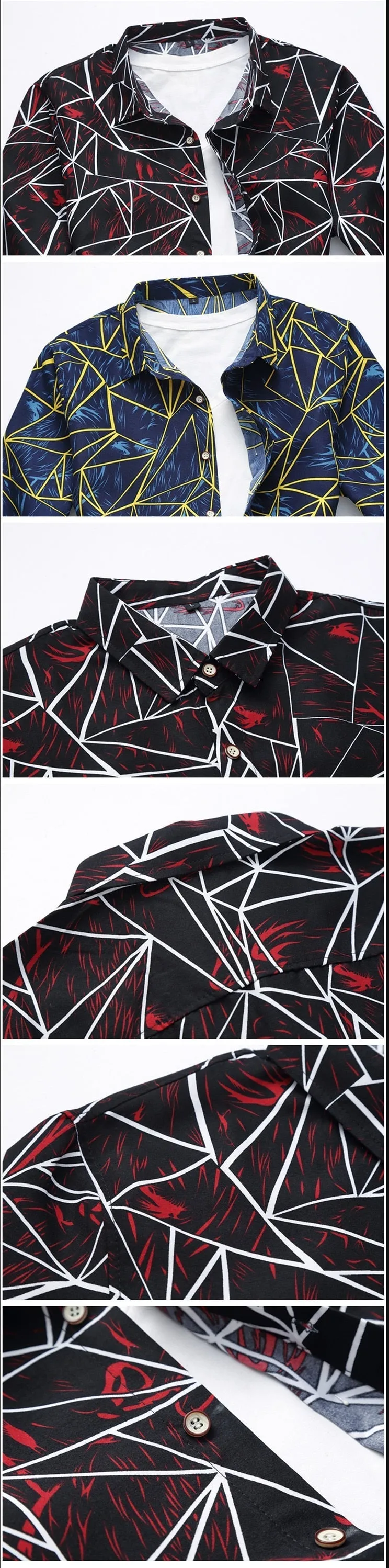 Single Breasted Long Sleeve Casual Style Flower Printed Shirt for Men