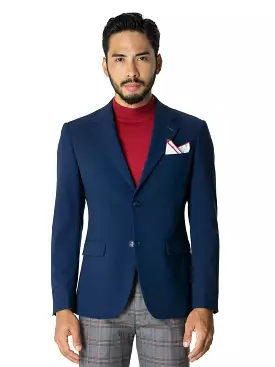 Single Breasted Suit Blazer - Royal Blue Plain (Notch Lapel)