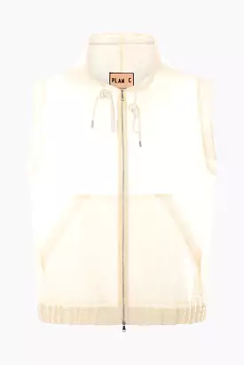 sleeveless oversized jacket in waterproof technical organza