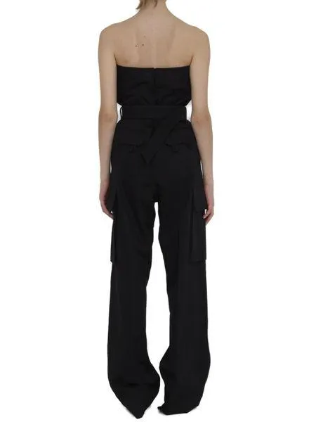 STRAPLESS BELTED COTTON JUMPSUIT