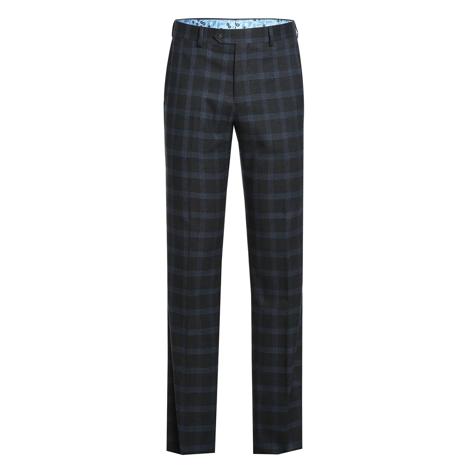 Stretch Performance Single Breasted SLIM FIT Suit in Charcoal and Blue Plaid (Short, Regular, and Long Available) by English Lau