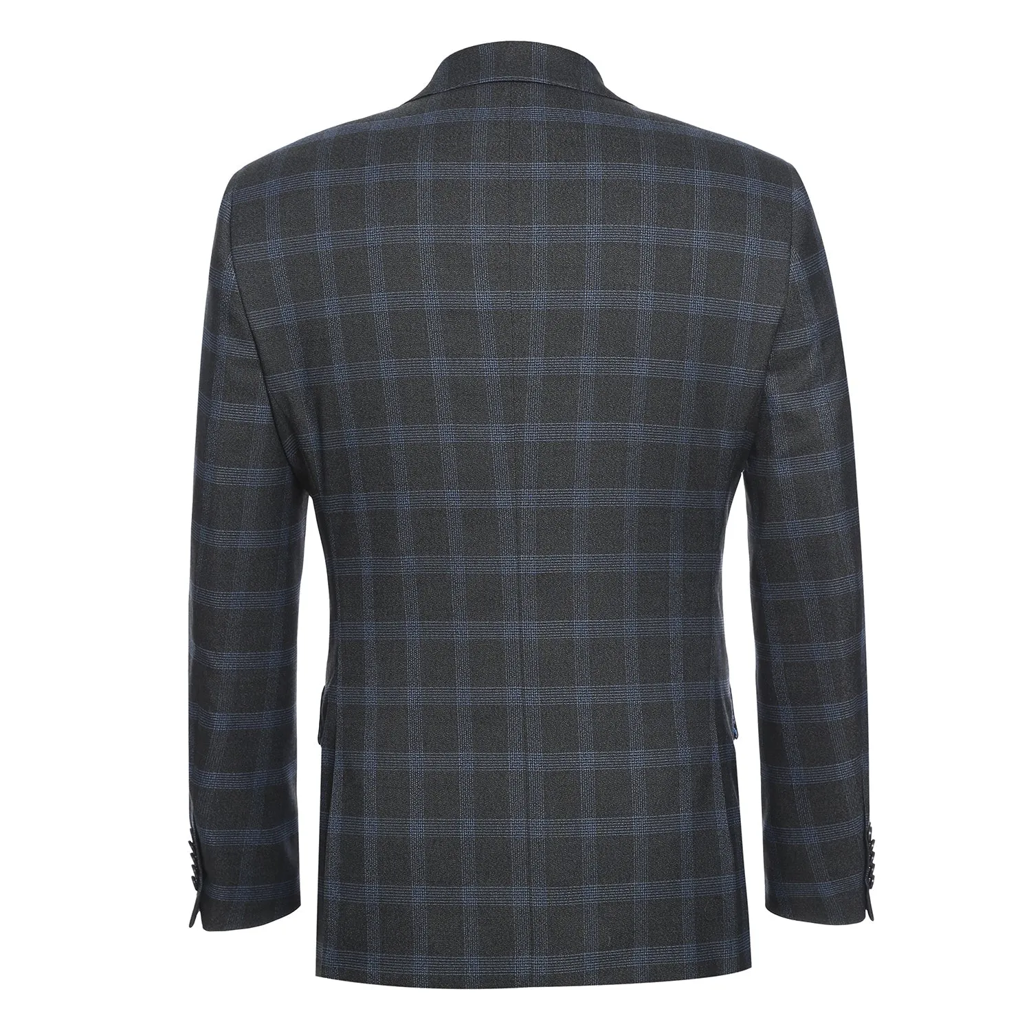 Stretch Performance Single Breasted SLIM FIT Suit in Charcoal and Blue Plaid (Short, Regular, and Long Available) by English Lau